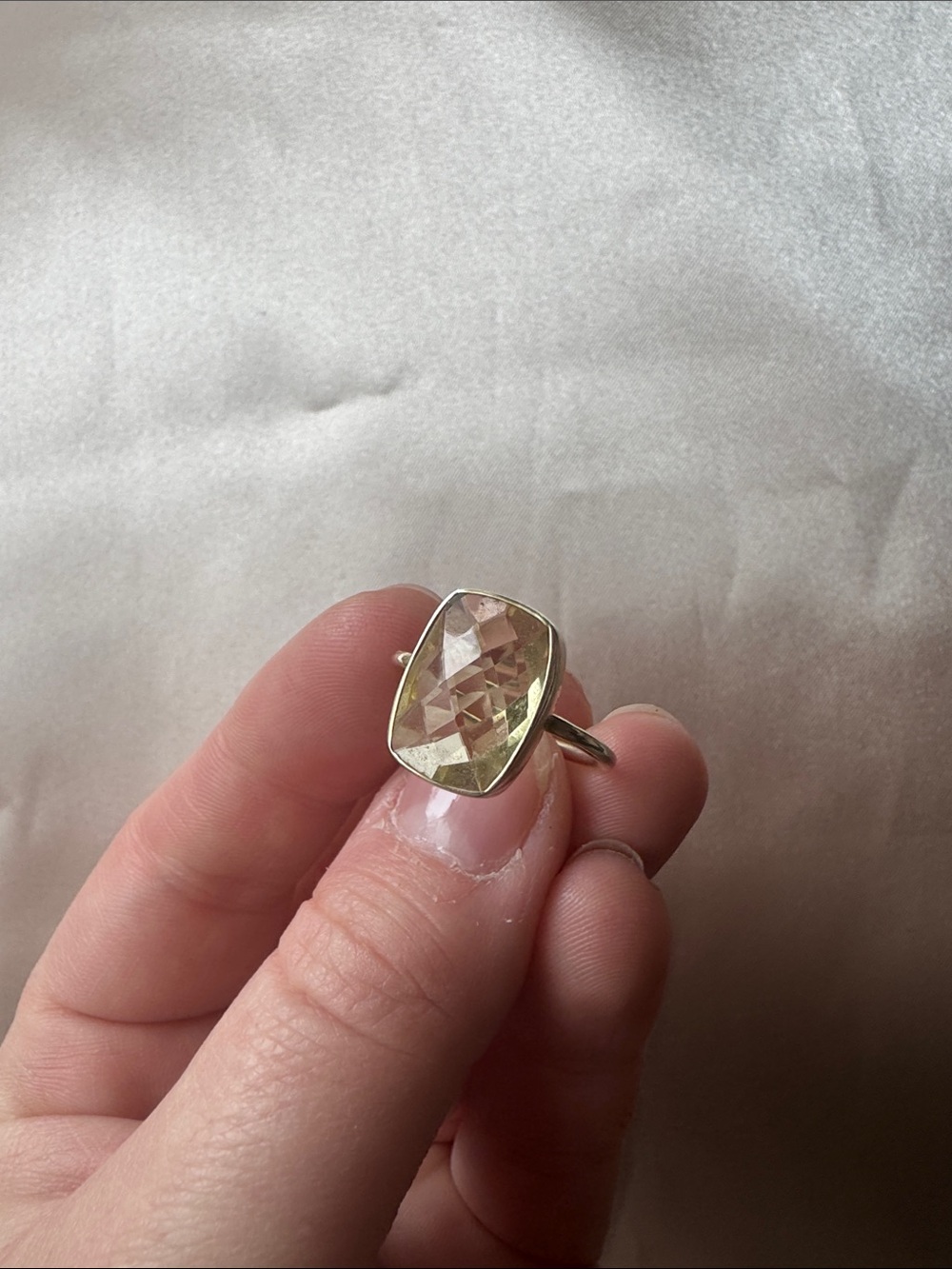 🍋💛 Sterling Lemon Quartz Ring- size 7